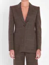 Chloé Checked Wool Tailored Jacket In Brown
