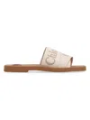 Chloé Beige Linen Woody Slippers In Nude & Neutrals