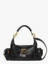 Chloé Carry Shiny Buffalo Leather Shoulder Bag In Black