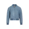 Chloé Blue Grizzled Suede Leather Jacket In Blue