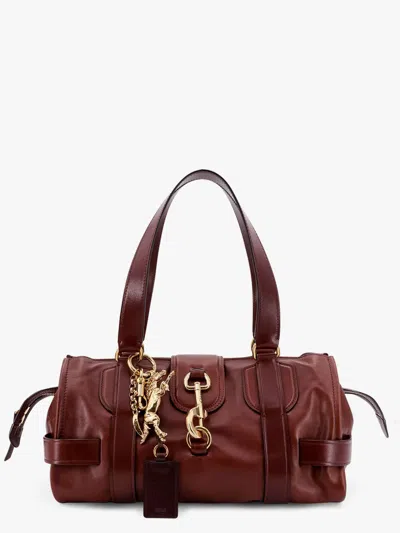 Chloé Kerala 25 Leather Handbag With Maxi Hook On The Front In Brown