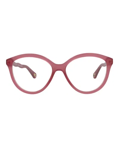 Pre-owned Chloé Women's Chloe Cat Eyeframe Bio Acetate Optical Frames In Burgundy Burgundy Transparent (ch0089o/3001
