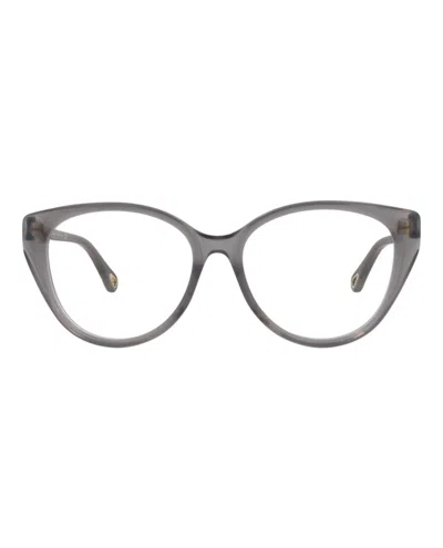 Pre-owned Chloé Women's Chloe Cat Eyeframe Bio Acetate Optical Frames In Grey Grey Transparent (ch0052oa/30011513/00