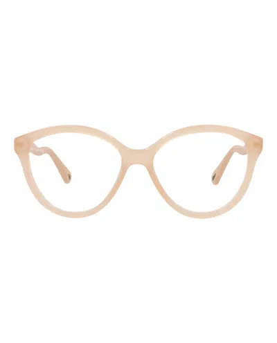 Pre-owned Chloé Women's Chloe Cat Eyeframe Bio Acetate Optical Frames In Nude Nude Transparent (ch0089o/30012405/003