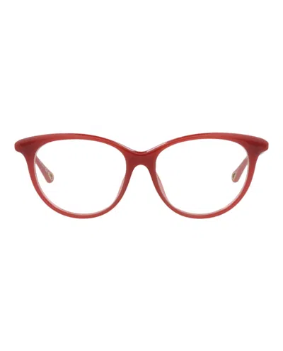 Pre-owned Chloé Women's Chloe Cat Eyeframe Bio Injection Optical Frames In Orange Orange Transparent (ch0005oa/30009