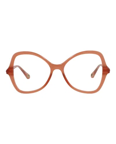 Pre-owned Chloé Women's Chloe Cat Eyeframe Bio Injection Optical Frames In Pink Pink Transparent (ch0004o/30009824/0
