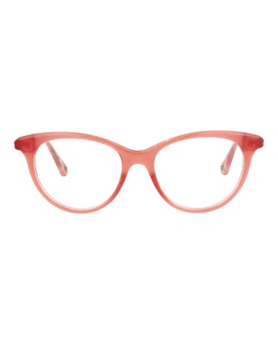 Pre-owned Chloé Women's Chloe Cat Eyeframe Bio Injection Optical Frames In Pink Pink Transparent (ch0005o/30009808/0