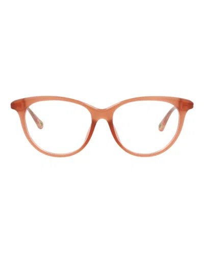 Pre-owned Chloé Women's Chloe Cat Eyeframe Bio Injection Optical Frames In Pink Pink Transparent (ch0005oa/30009957/