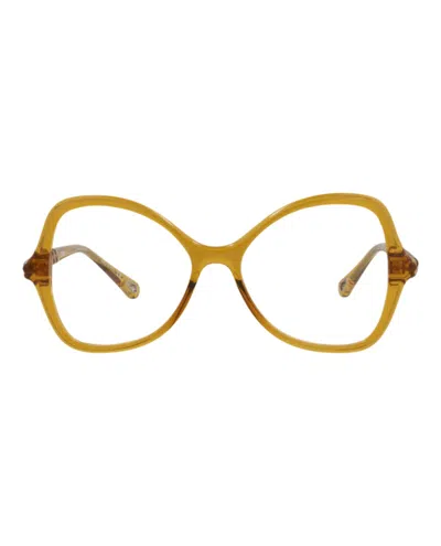 Pre-owned Chloé Women's Chloe Cat Eyeframe Bio Injection Optical Frames In Yellow Yellow Transparent (ch0004o/300098