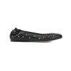 Chloé Elasticated Trim Round Toe Studded Design Ballerina Shoes In Black