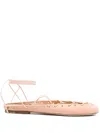Chloé Chloe Women Light Pink Suede Chloe Ghillies Ballerinas In Brown