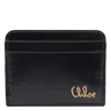Chloé Golden Logo Compact Clutch Iconic Wallet In Black