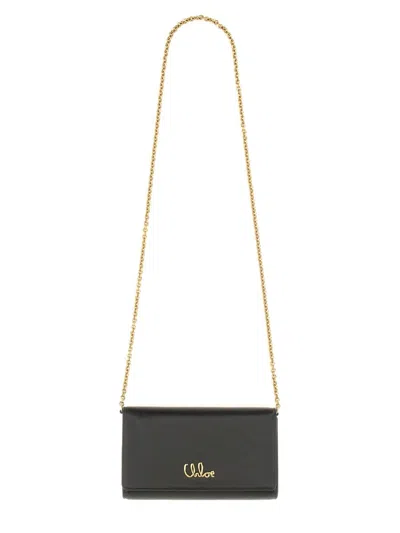 Chloé Women " Iconic" Flap And Chain Wallet In Black