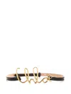 Chloé Small Iconic Logo Leather And Brass Belt In Black