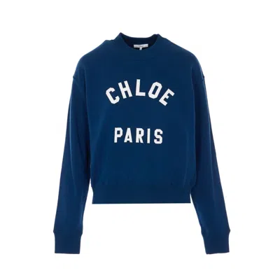 Chloé Chloe' Women Chloe' Paris Logo Sweatshirt In Blue