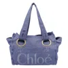 Chloé Womens Evening Blue Plage Medium Cotton Tote Bag