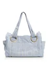 Chloé Medium Plage Washed Cotton Tote In Blue