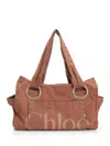 Chloé Oversized Eyelet Tote Bag With Front And Side Pockets In Brown