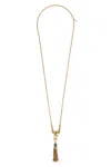 Chloé Link Chain Gemstone Tassel Necklace In Gold