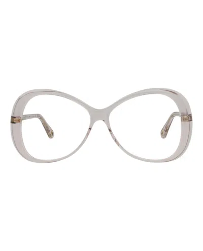 Pre-owned Chloé Women's Chloe Roundframe Bio Acetate Optical Frames In Pink Pink Transparent (ch0011o/30009851/002)