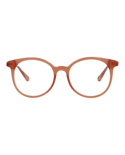 Pre-owned Chloé Women's Chloe Roundframe Bio Injection Optical Frames In Pink Pink Transparent (ch0006o/30009871/001