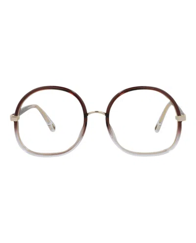 Pre-owned Chloé Women's Chloe Roundframe Injection Optical Frames In Brown Brown (ch0032o/30009868/002)