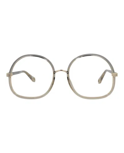 Pre-owned Chloé Women's Chloe Roundframe Injection Optical Frames In Grey Grey Transparent (ch0032o/30009868/003)