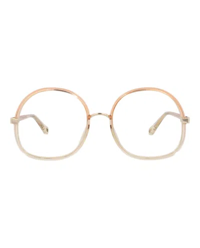 Pre-owned Chloé Women's Chloe Roundframe Injection Optical Frames In Orange Orange Transparent (ch0032o/30009868/004