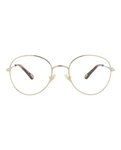 Pre-owned Chloé Women's Chloe Roundframe Metal Optical Frames In Gold Gold Transparent (ch0021oa/30009911/001)