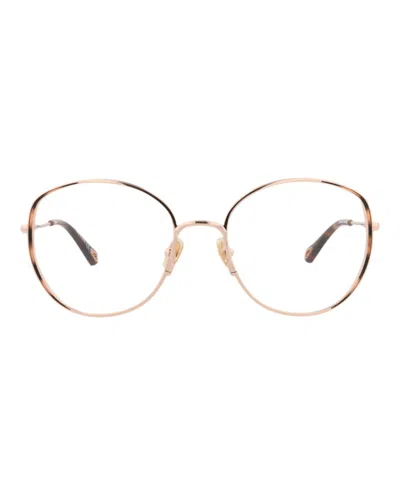 Pre-owned Chloé Women's Chloe Roundframe Metal Optical Frames In Gold Gold Transparent (ch0039o/30009848/002)
