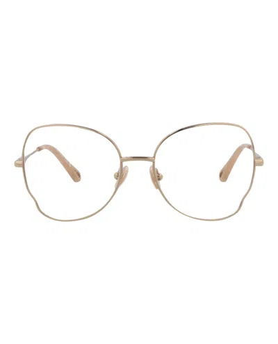 Pre-owned Chloé Women's Chloe Roundframe Metal Optical Frames In Gold Gold Transparent (ch0098o/30012434/002)