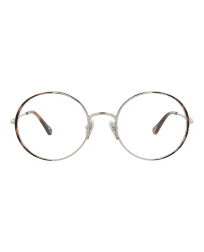 Pre-owned Chloé Women's Chloe Roundframe Metal Optical Frames In Silver Silver Transparent (ch0040o/30009842/003)