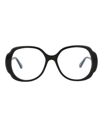 Pre-owned Chloé Women's Chloe Roundframe Recycled Acetate Sunglasses In Black Black Transparent (ch0196s/30014696/00