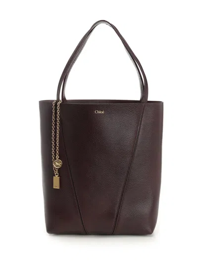Chloé Large Calfskin Spin Tote Bag In Brown