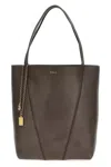 Chloé Spin Medium Tote Bag In Leather In Gray