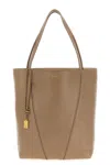 Chloé Sand Leather Large Spin Shopping Bag In Brown