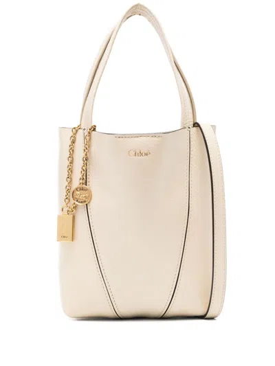 Chloé Women  Spin Small Leather Tote In White