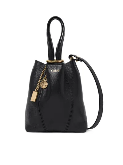 Chloé Chloe` Women  Spin Small Tote Bag In Grainy Leather In Black