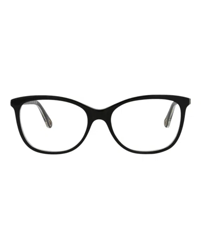 Pre-owned Chloé Women's Chloe Squareframe Bio Acetate Optical Frames In Black Black Transparent (ch0013o/30009835/00