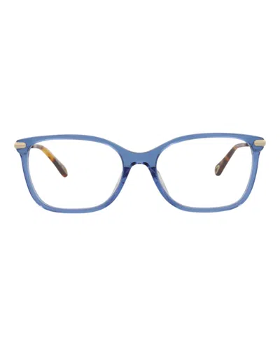 Pre-owned Chloé Women's Chloe Squareframe Bio Acetate Optical Frames In Blue Gold Transparent (ch0059oa/30011515/004
