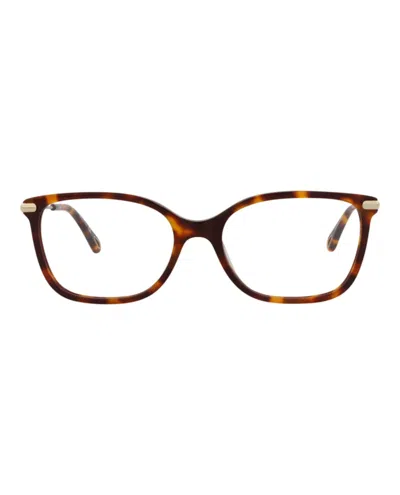 Pre-owned Chloé Women's Chloe Squareframe Bio Acetate Optical Frames In Havana Gold Transparent (ch0059o/30011441/00