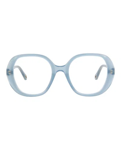 Pre-owned Chloé Women's Chloe Squareframe Bio Acetate Optical Frames In Light Blue Light Blue Transparent (ch0053o/3