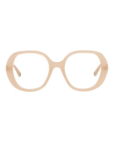 Pre-owned Chloé Women's Chloe Squareframe Bio Acetate Optical Frames In Nude Nude Transparent (ch0053o/30011508/004)