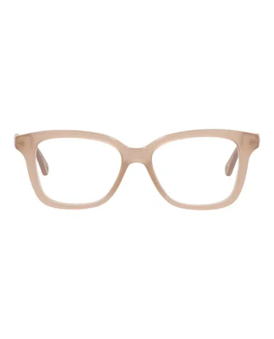 Pre-owned Chloé Women's Chloe Squareframe Bio Acetate Optical Frames In Nude Nude Transparent (ch0090o/30012411/004)