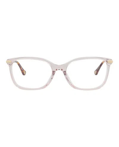 Pre-owned Chloé Women's Chloe Squareframe Bio Acetate Optical Frames In Pink Gold Transparent (ch0059oa/30011515/003
