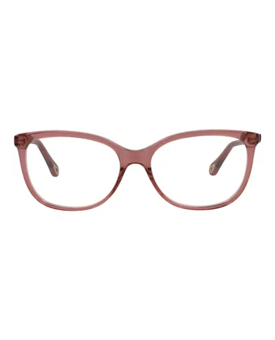 Pre-owned Chloé Women's Chloe Squareframe Bio Acetate Optical Frames In Pink Pink Transparent (ch0013o/30009835/006)