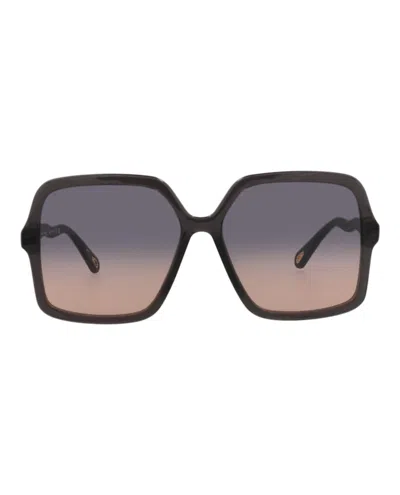 Pre-owned Chloé Women's Chloe Squareframe Bio Acetate Sunglasses In Grey Grey Blue (ch0086sa/30012858/001)