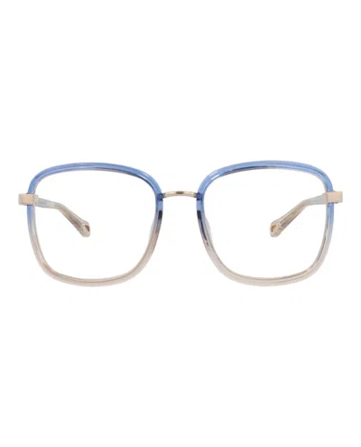 Pre-owned Chloé Women's Chloe Squareframe Injection Optical Frames In Blue Blue Transparent (ch0034o/30009830/006)