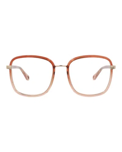 Pre-owned Chloé Women's Chloe Squareframe Injection Optical Frames In Orange Orange Transparent (ch0034o/30009830/00