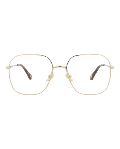 Pre-owned Chloé Women's Chloe Squareframe Metal Optical Frames In Gold Gold Transparent (ch0023o/30009875/001)